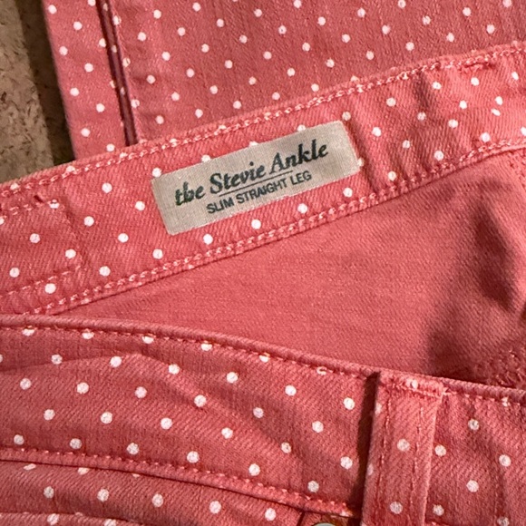 ✨ AG Stevie Slim Straight Ankle Pants Pink & White Polka Dot – Size 28R ✨ - Picture 4 of 5